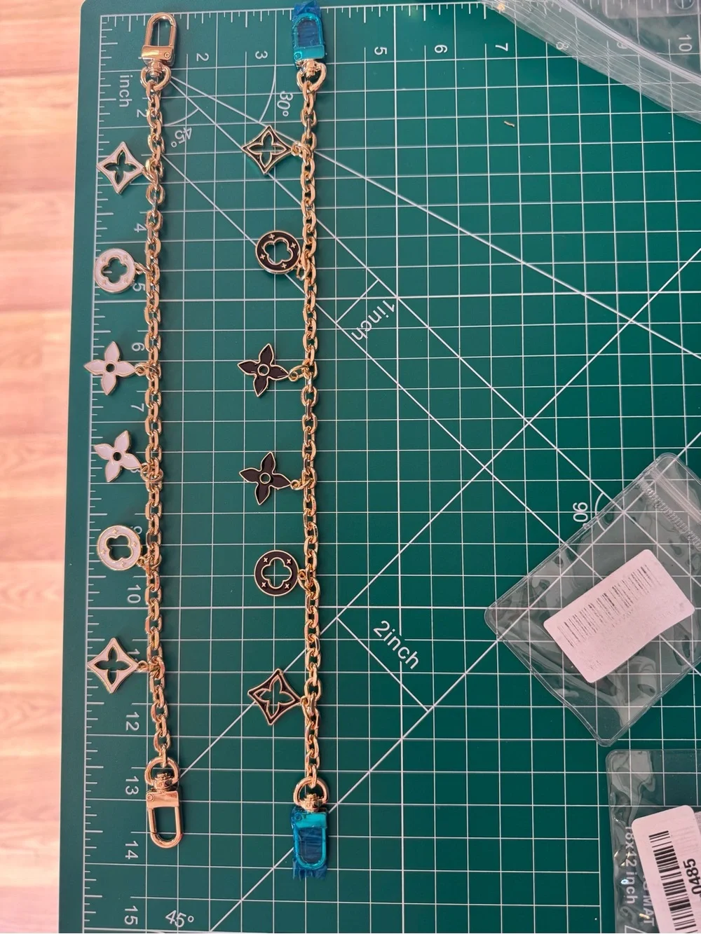 Gold-Tone Black Clover Charm Bag Strap Extender Bag Charm NIP